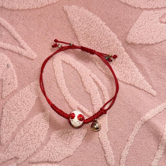 Jewelry - Red Porcelean Lucky Cat Japanese Bracelet